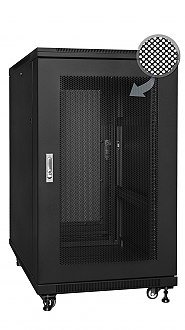 19" Rack skříň S6115DPII/B (15U 600x1000mm, pojízdná,matná,perforované dveře)