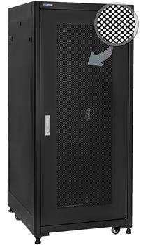 19" Rack skříň SQ6627DPII/B (27U 600x600mm, pojízdná,matná, perforované dveře)- rychlá montáž