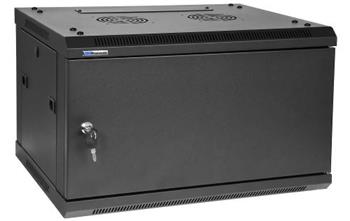 19" Rack skříň W6406 (6U 450mm, závěsná, plechové dveře)