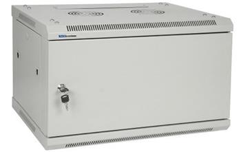 19" Rack skříň W6406 (6U 450mm, závěsná, plechové dveře, šedá)