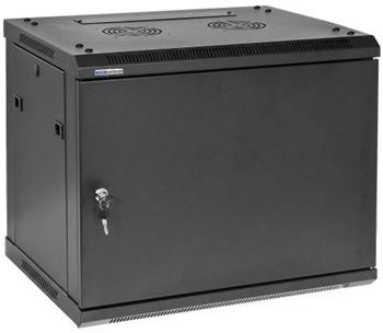 19" Rack skříň W6409 (9U 450mm, závěsná, plechové dveře)