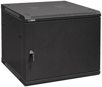 19" Rack skříň W6609DM/W (9U 600mm, závěsná, černá, plné dveře)