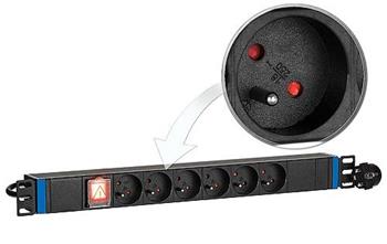 6GN-E-P - listwa zasilająca 19" 1U - 6 gniazd EURO