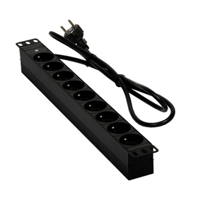 Napájecí lišta 1284(19 "RACK, 1U, 9 zásuvek, kabel 1,6m)