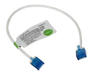 Patchcord UTP [kat,6A] slim 30 cm bílý