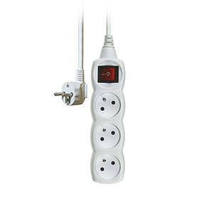 Prodlužovací kabel - 3 zásuvky bílý s vypínačem 2m
